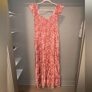 Floral Ruffle Sleeve Maxi Dress